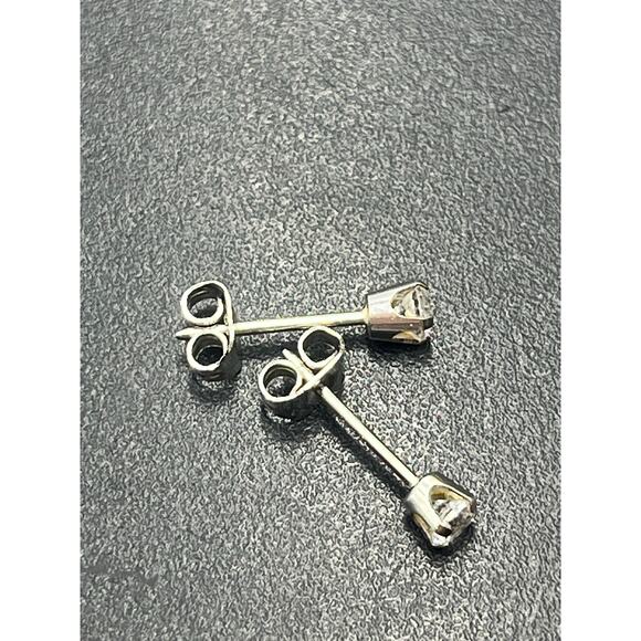 Vintage Studex 585 14k White Gold Clear Cubic Zirconia 3mm Stud Earrings - Picture 9 of 9